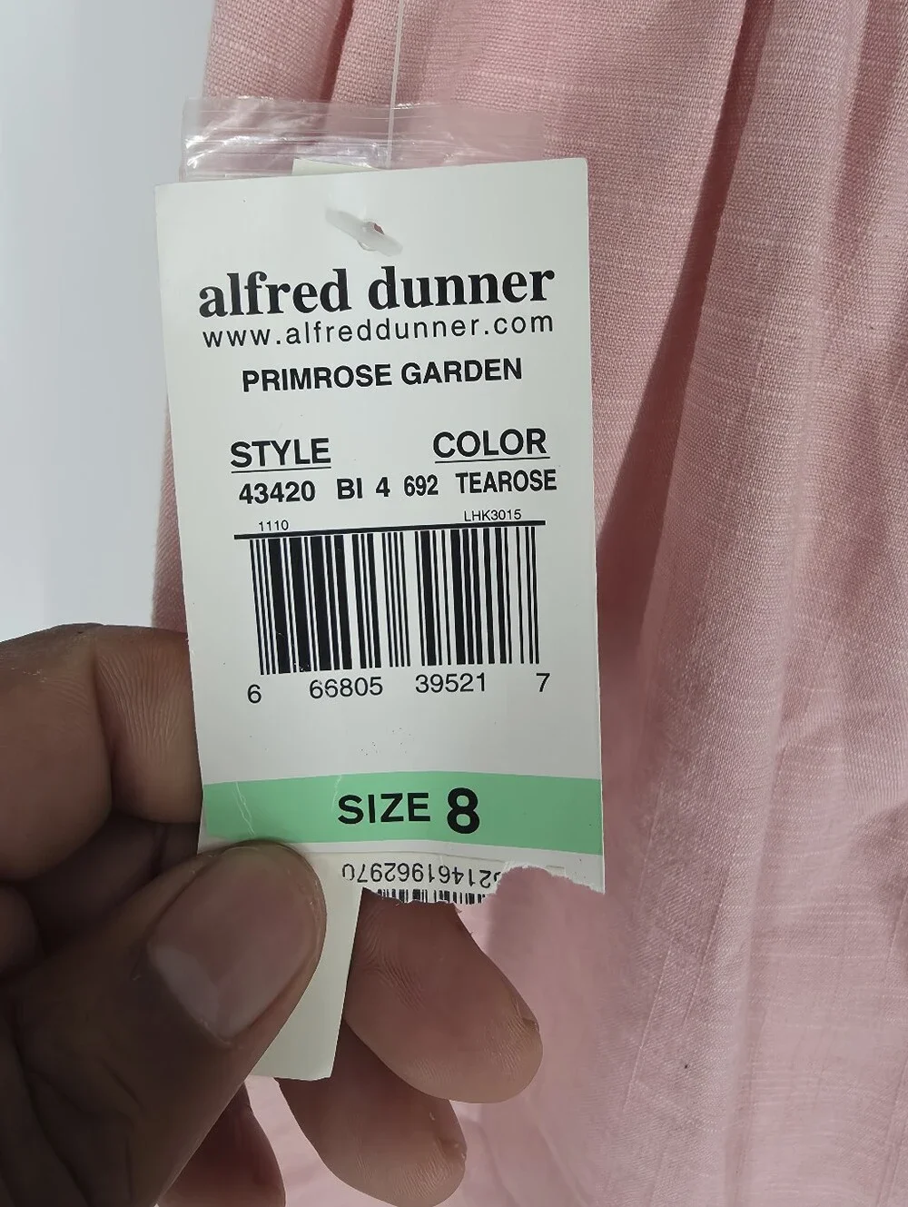 NWT Alfred Dunner 8 Pink Tearose Stretch Midi Pencil Skirt Primrose Garden Cotto